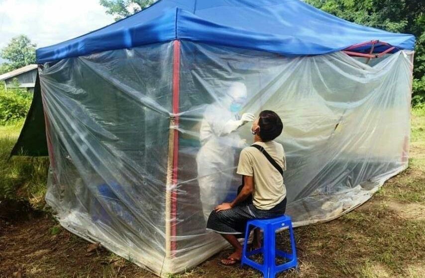 ကုန်တင်ယာဉ်မောင်းနှင့် ယာဉ်နောက်လိုက်များအား ကိုဗစ်-၁၉ ရောဂါ ရှိ/မရှိ ဂန့်ဂေါမြို့တွင် Test Kit ဖြင့် စစ်ဆေး