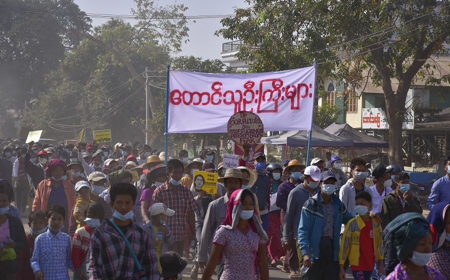 On February 26, more than 10,000 farmers from villages protested